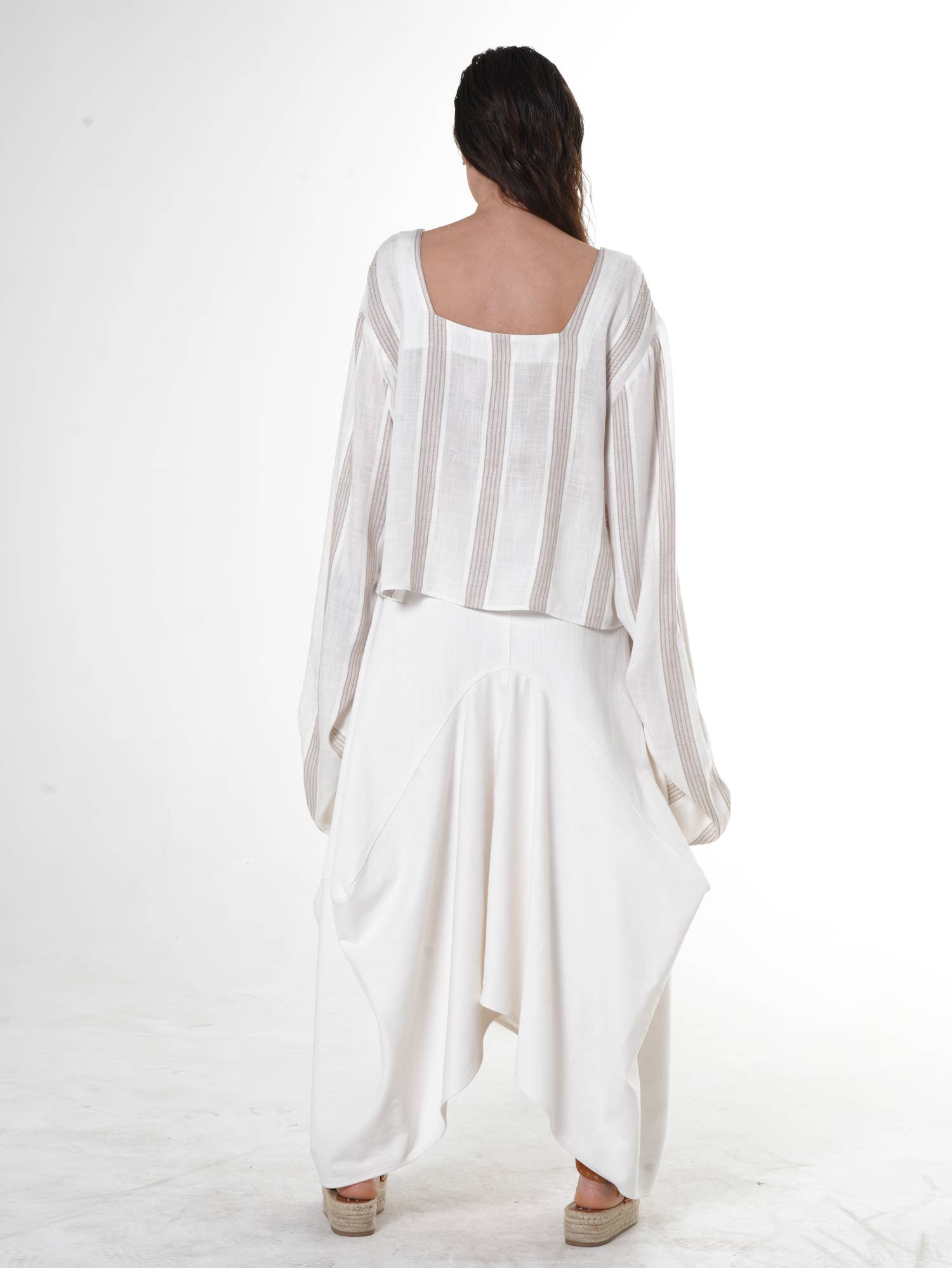 Metamorphoza – wholesale Blouse – Women’s – Boho Top With Oversize Sleeves On Light Stripes 5