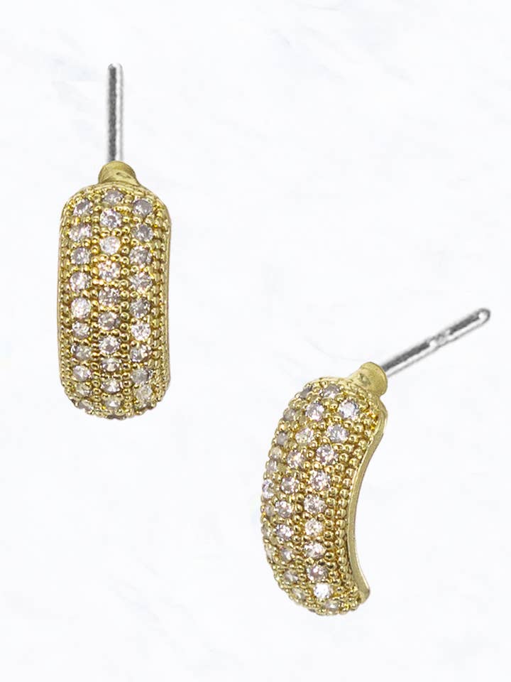 Cubic Zirconia Half Hoop Post Earrings for wholesale by Suzie Q USA