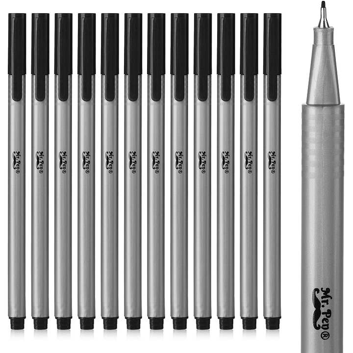 Mr. Pen – Großhandel Stift – Mr. Pen Fineliner-Kugelschreiber, Schwarz, 12er-Pack
