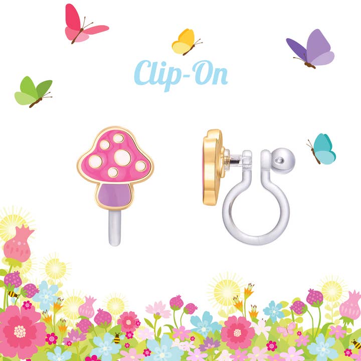CLIP ON Niedliche Ohrringe | Mini-Pilze für den Großhandel von Girl Nation | Kids Jewelry | Easter Gifts