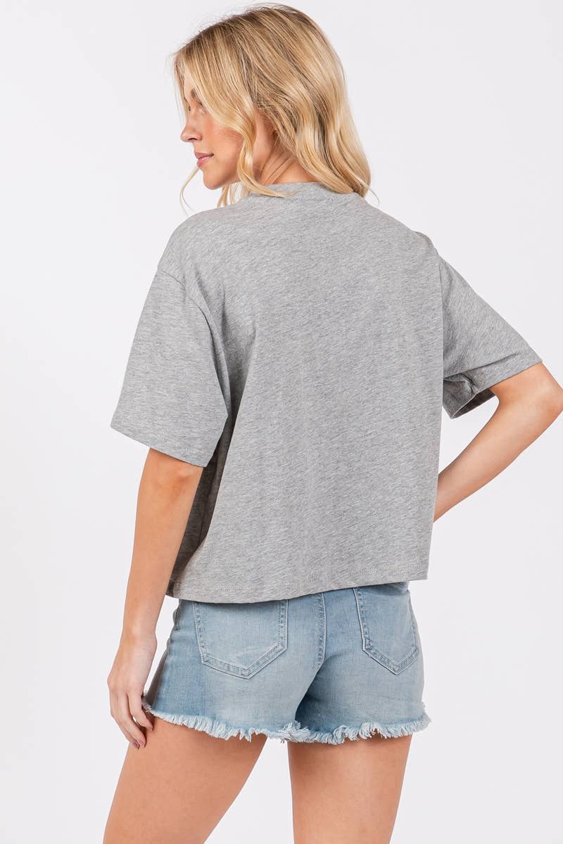 Foryeri - Wholesale T-Shirt - Women's - S/S RELAXED FAUX CROP TEE11
