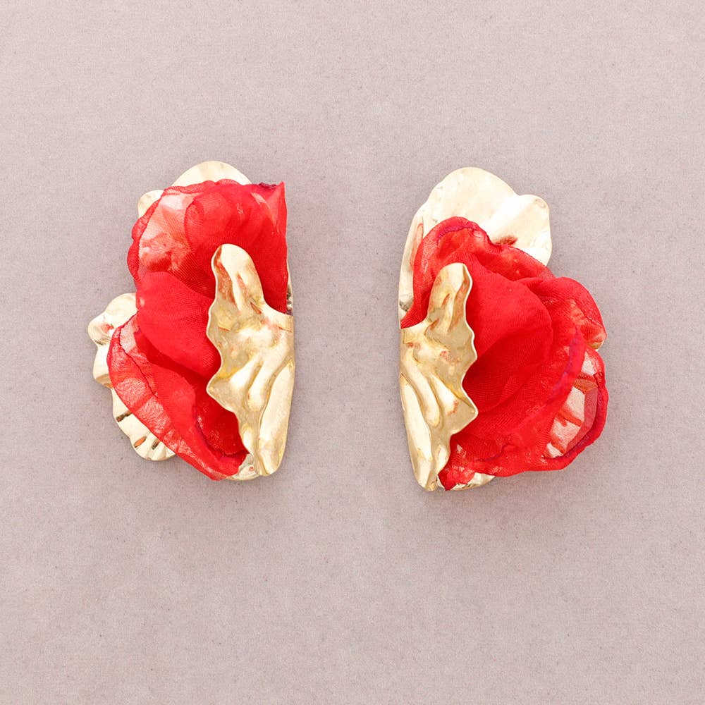 Sonata – wholesale Snap jewellery – Metal Fabric Half Flower Earrings6