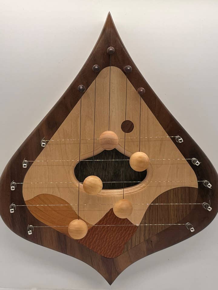 Door Harp 5WBMDEC Walnut border with decorative Maple inlay for wholesale by Moon Mountain Woods