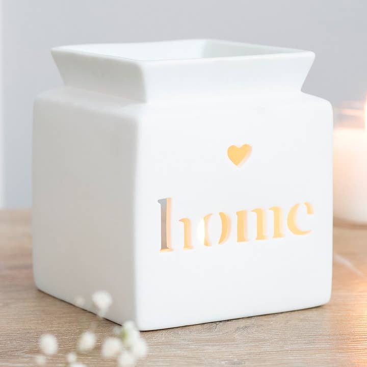 White Home Cut Out Oil Burner and Wax Warmer for wholesale by Something Different Wholesale