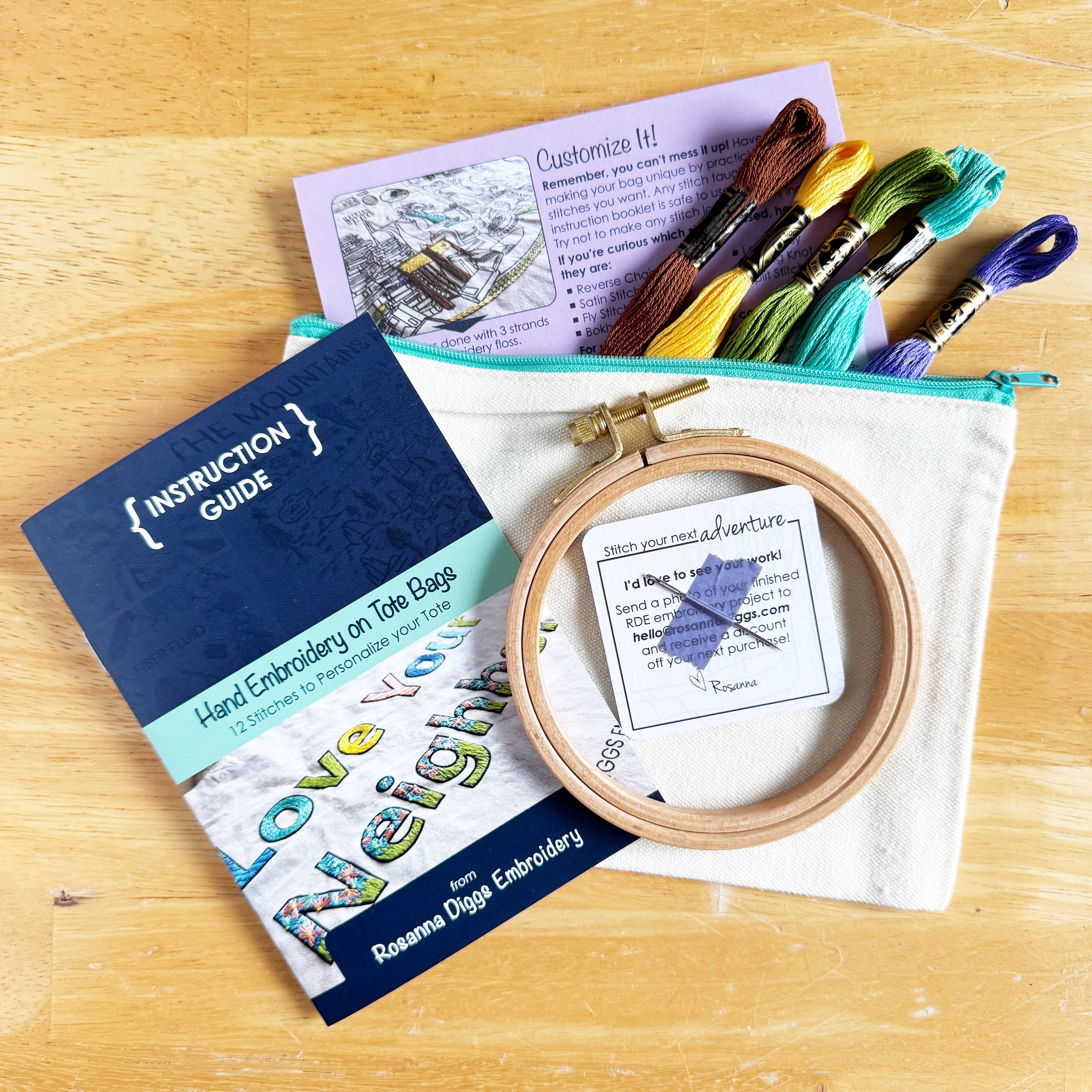 Rosanna Diggs Embroidery - Wholesale Embroidery/Cross Stitch Supplies - Book Dragon Tote Bag Embroidery Kit4