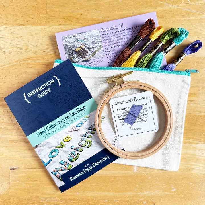 Rosanna Diggs Embroidery - Wholesale Embroidery/Cross Stitch Supplies - Book Dragon Tote Bag Embroidery Kit4