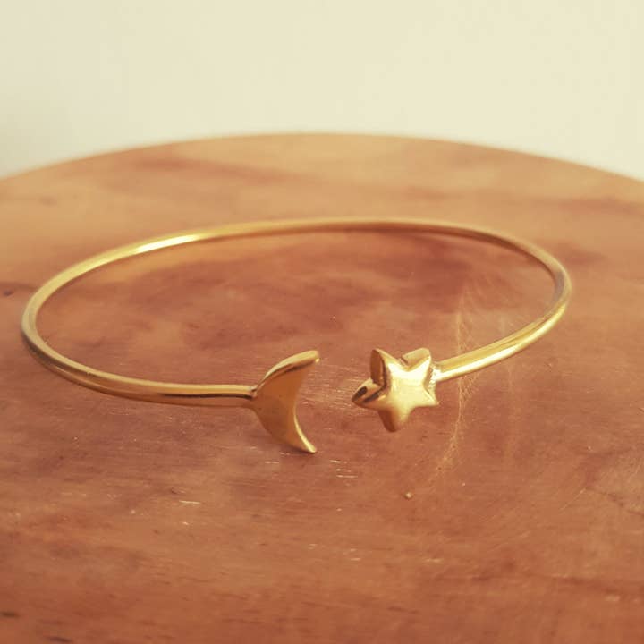 Kaali Boutique - Wholesale Cuff Bracelet - Star & Sun Bracelet / Bangle / Brass / Galaxy / Ethnic / Rustic / Bohemian / Hippie / Gypsy / Psy / Chic / Jewellery / Body / Adjustable2