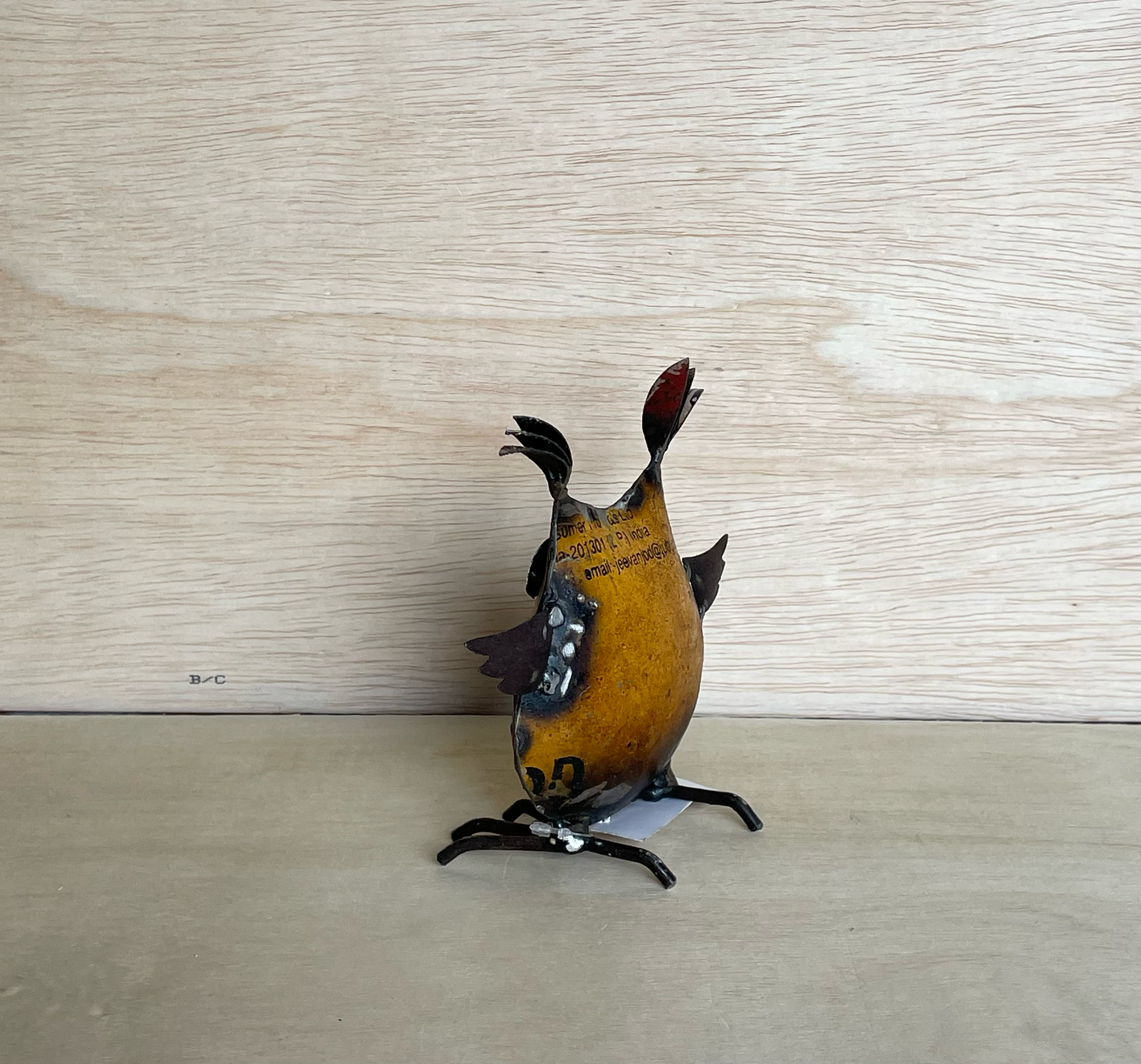 Everyday Artifact - Wholesale Sculpture - Owl Yellow Recycled Metal Animals1