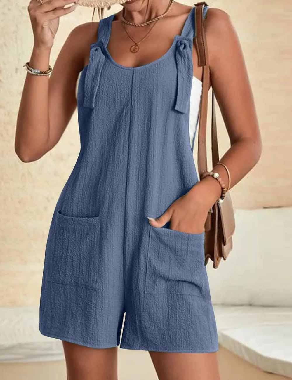 Sweetkama - Wholesale Romper - Women's - Summer Solid Color Romper Poocket Women Jumpsuit SKJ23274