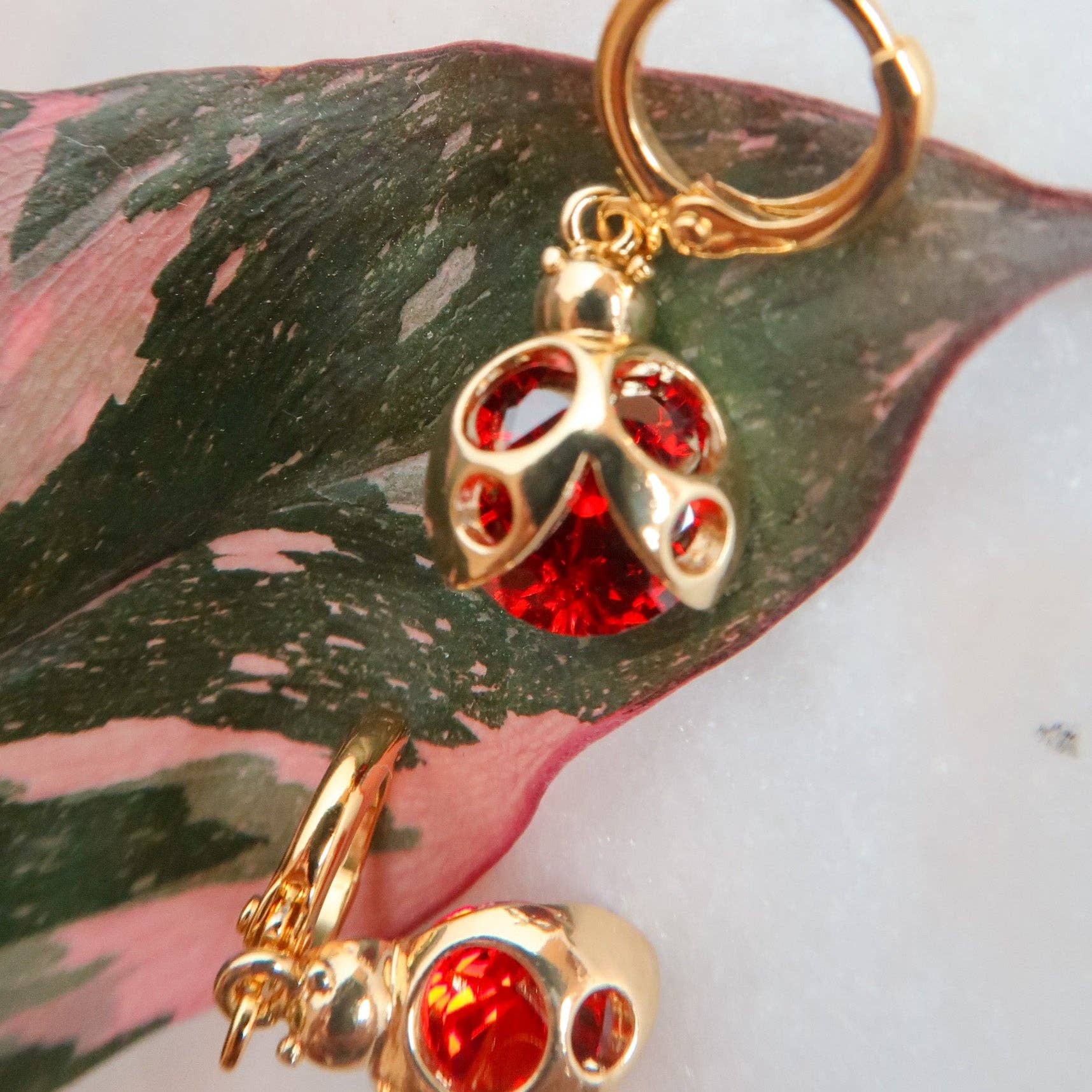 Bittersweet - Wholesale Huggie Earrings - Lucky Little Bug Ladybug Earrings5