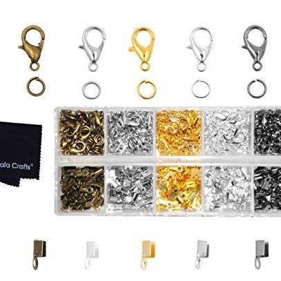 Mandala Crafts - Wholesale Craft Supplies - Ribbon Crimps for Jewelry Making, Ribbon Clamps, Fold Over Cord Ends, Jewelry Finding Kit for Bracelets, Bookmarks; by Mandala Crafts