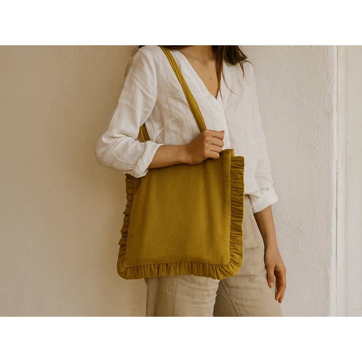 House of Kraft Jewelry & Accessories - Wholesale Tote bag – Women's - Canvas Ruffle Tote | Canvas Colored Tote Bag | Unbranded 21