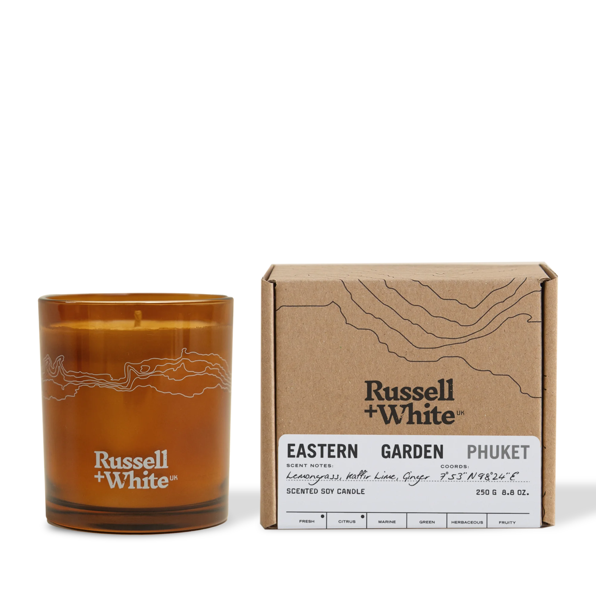 Russell + White - Wholesale Jar/Filled Candle - Eastern Garden 250g Scented Soy Candle0