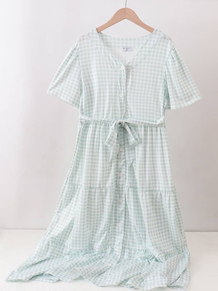 Sage gingham women dress for wholesale by Aspen Rain Boutique