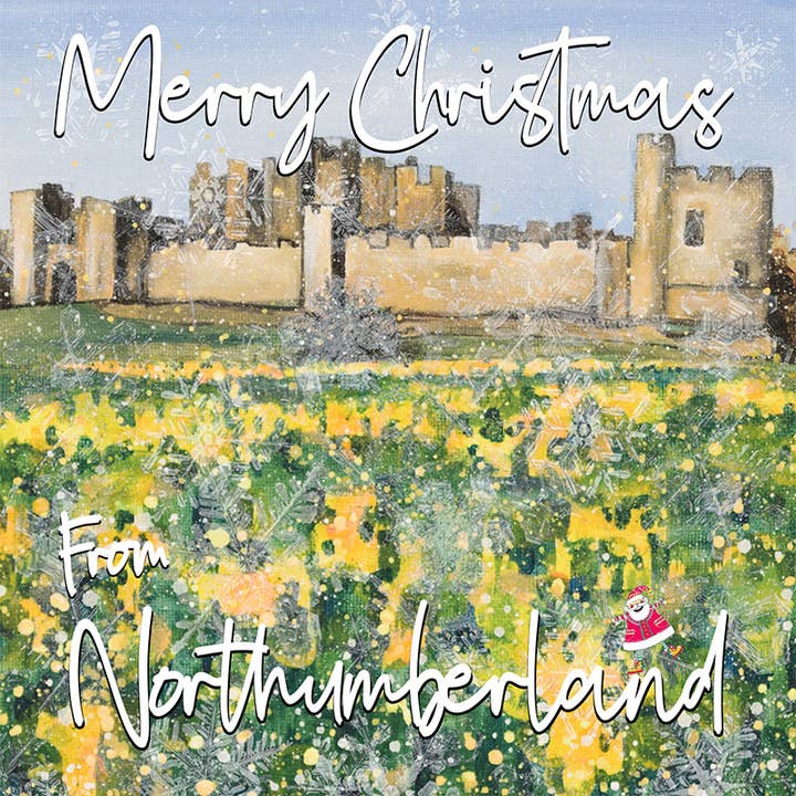 Tarjeta de Navidad de Northumberland, castillo de Alnwick para venta al por mayor de Emily Ward Art
