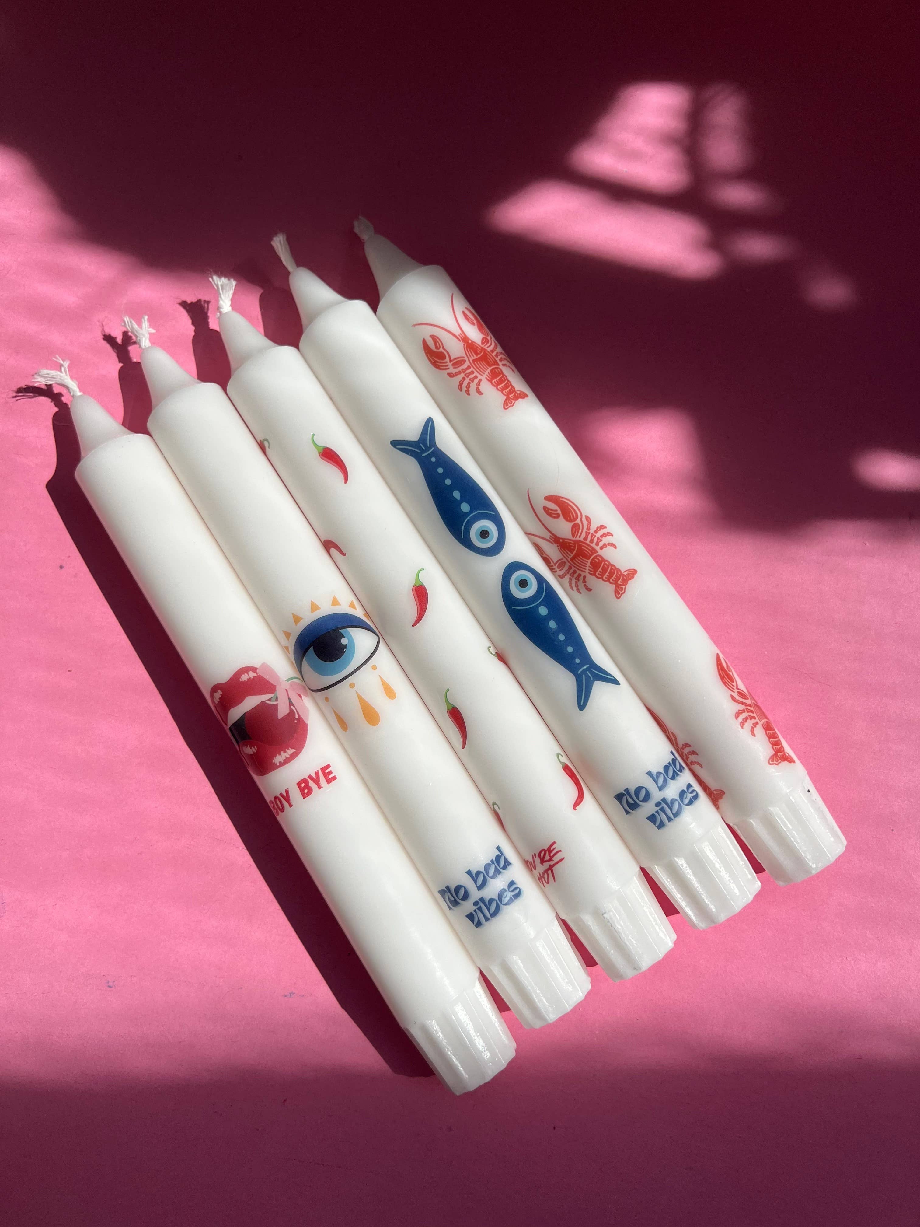 Galleria Lucia - Vente Bougies/bougeoirs coniques - Bougies effilées tendance | Boy bye | Stéarine végétalienne | CT-3051