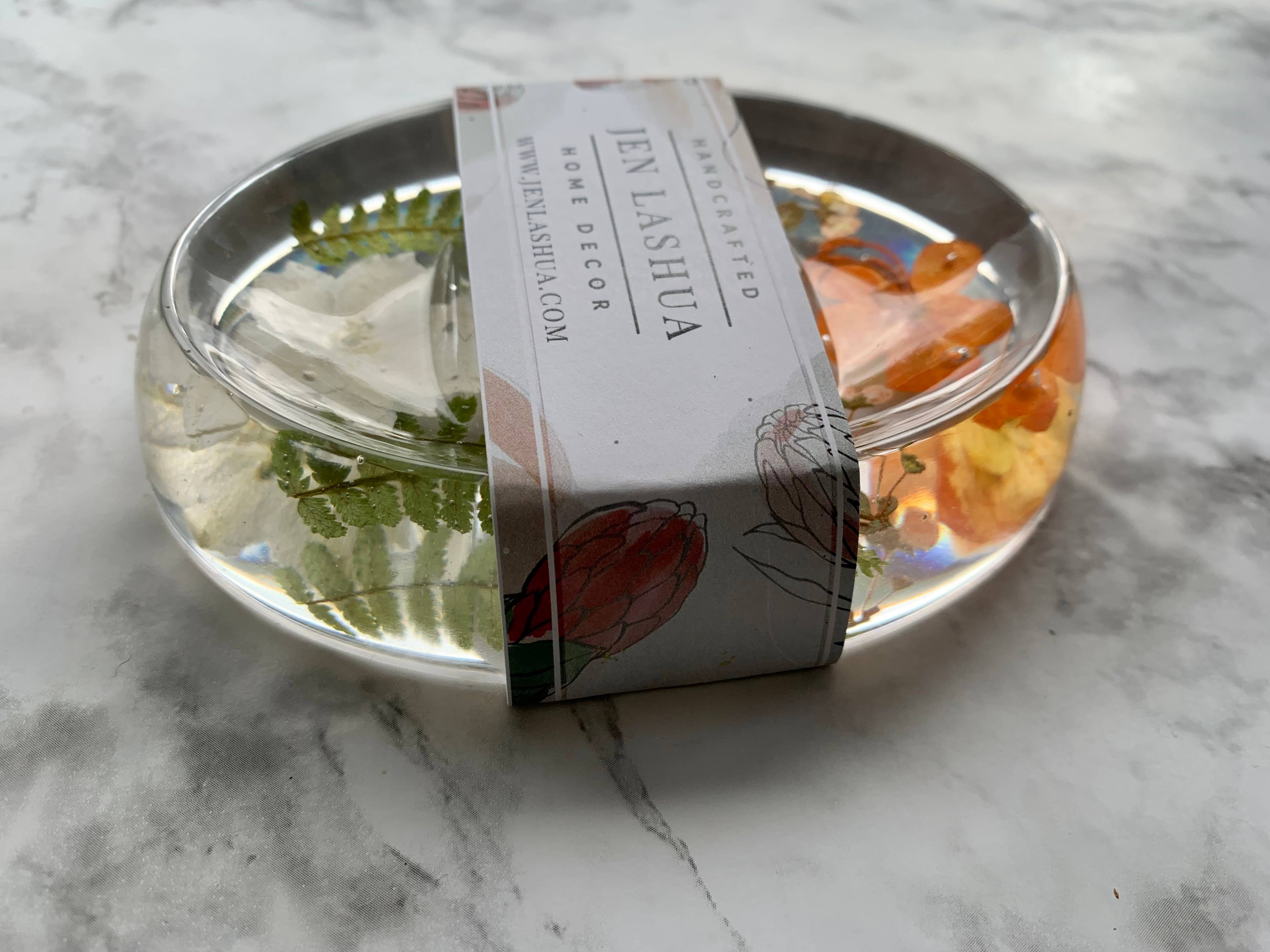 Jen Lashua | Home Decor & Gifts - Wholesale Bath Soap Dish - Soap Dish | Handmade | Clear with Real Botanicals3