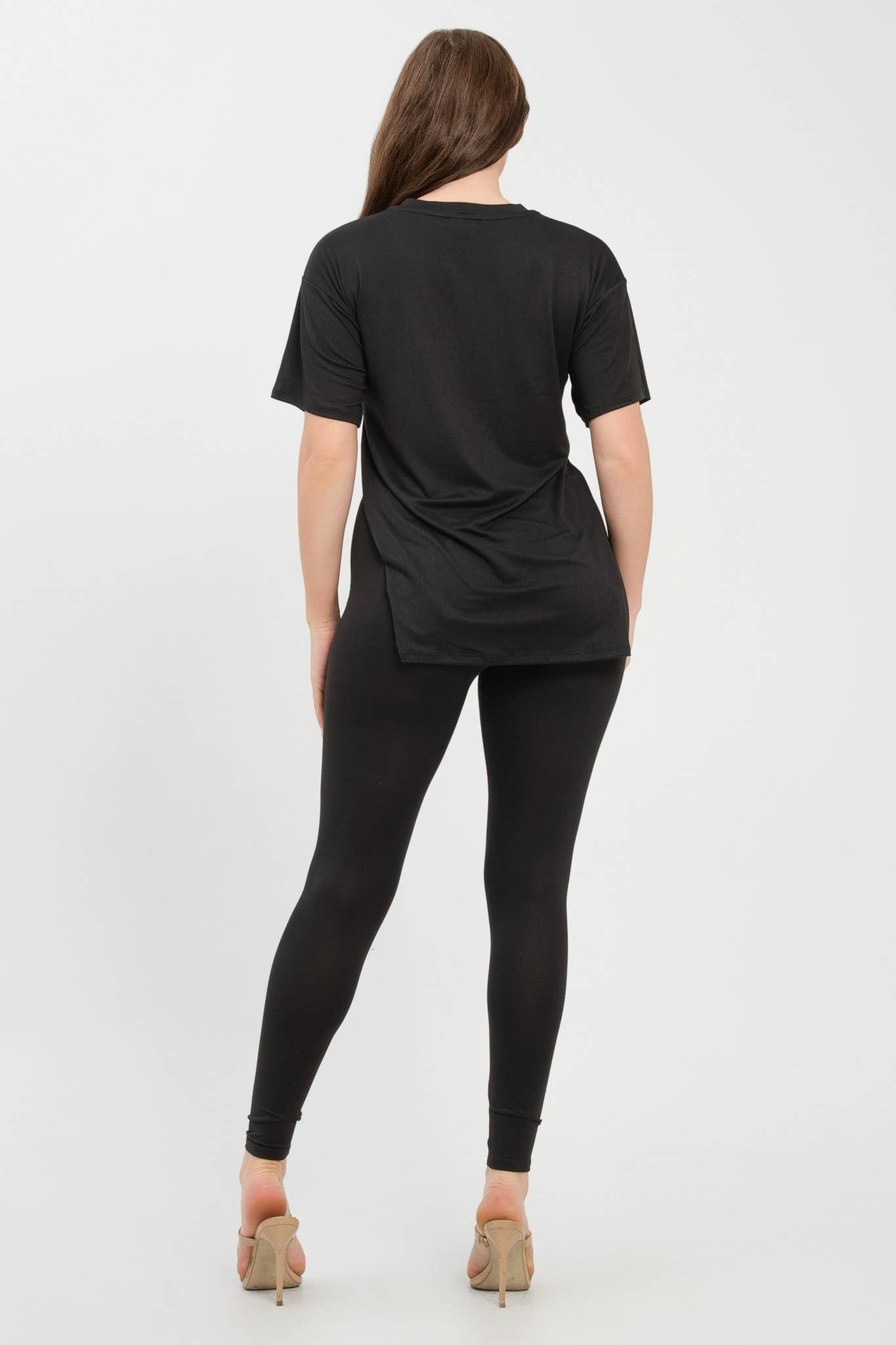 Julia by LoveJ - Wholesale Top & Pant Set (NOT Loungewear) - Women's - V Neck Side Slits Basic Top And Leggings Set7