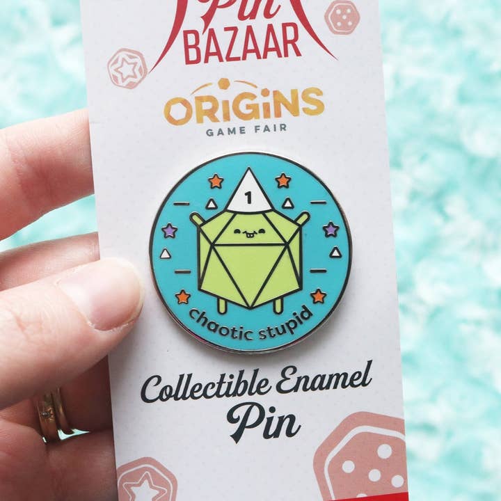 Chaotic Stupid D20 Alignment Hard Enamel Pin for wholesale by Dbl Feature