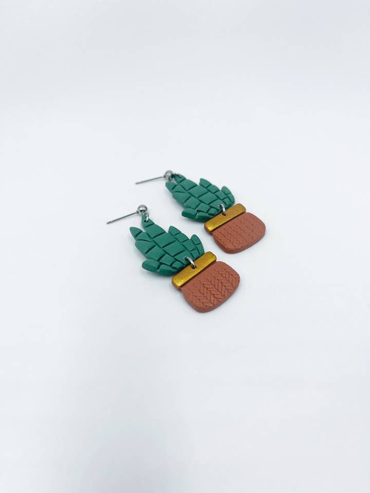 Snake Plant Earrings for wholesale by Wild Coho Clay