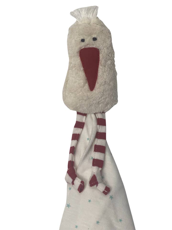 Pat & Patty - Wholesale Security/cuddle blanket – Baby - Organic eco children's comforter grasping toy “Stork” /STU-601