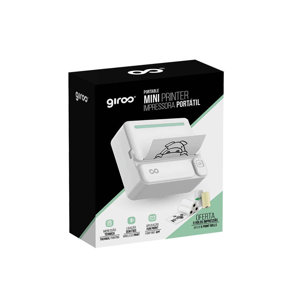 AJ Aguiar – Engroshandel Små/håndholdte apparater – Giros Mini Bærbar Printer2
