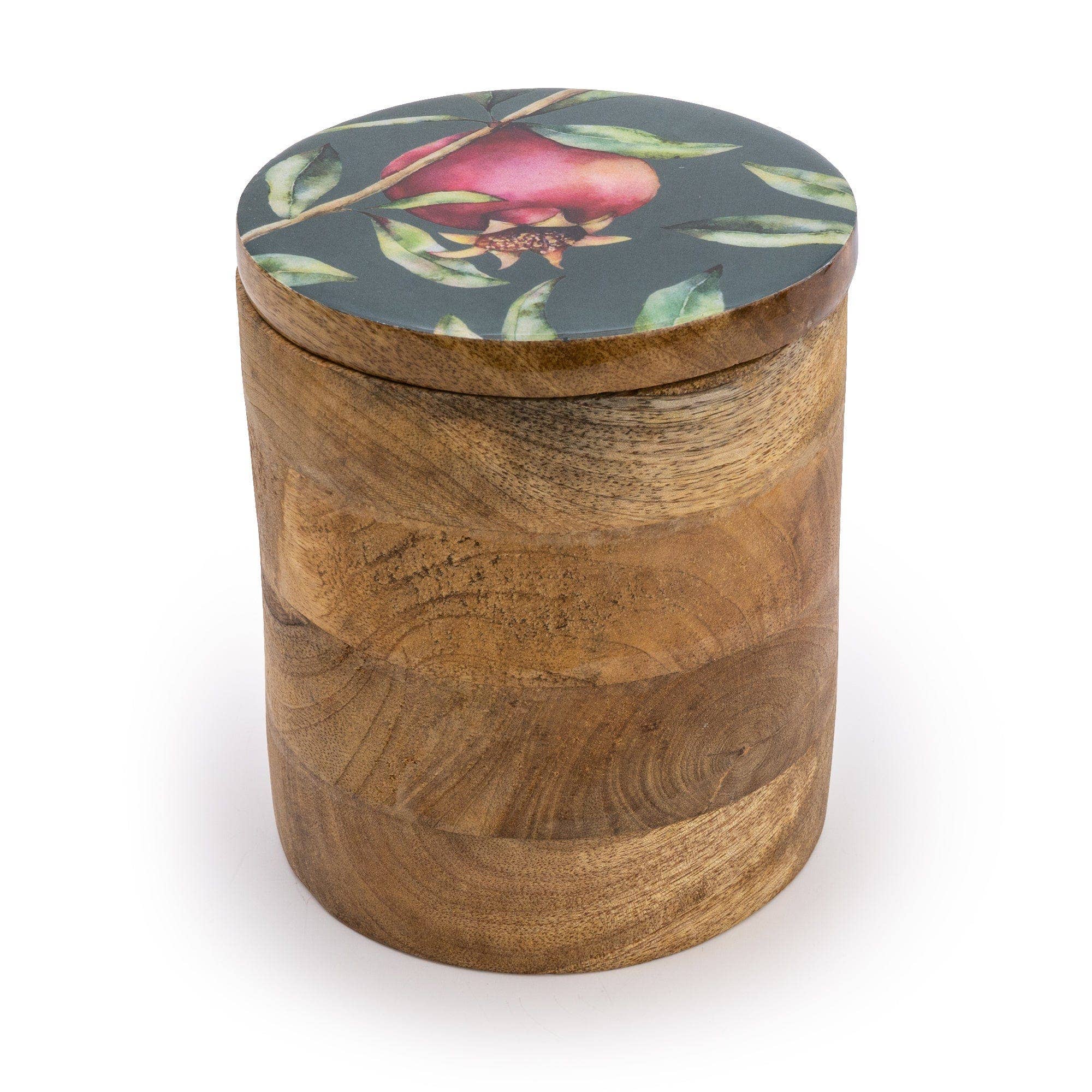 Candlelight Products Ltd – wholesale Jar – Pomegranate Large Wooden Storage Jar Green 20cm 4PK2