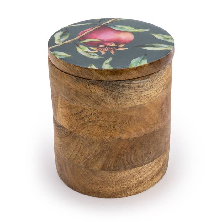 Candlelight Products Ltd – wholesale Jar – Pomegranate Large Wooden Storage Jar Green 20cm 4PK2