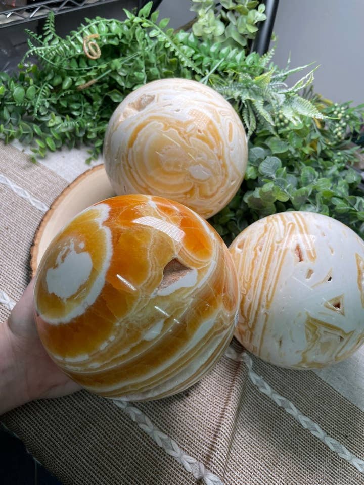 XXL Orange Calcite Sphere for wholesale by Copper Ashes