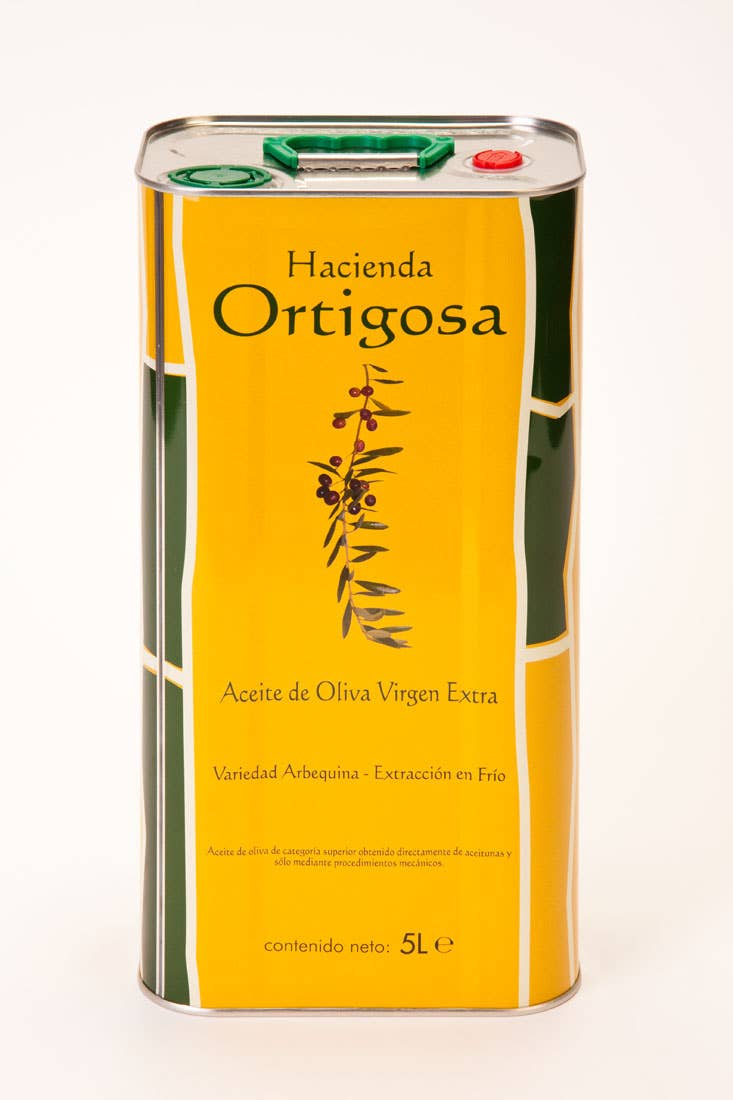 HACIENDA ORTIGOSA - Wholesale Olive Oil - Can of 5 litres 100% Arbequina extra virgin olive oil