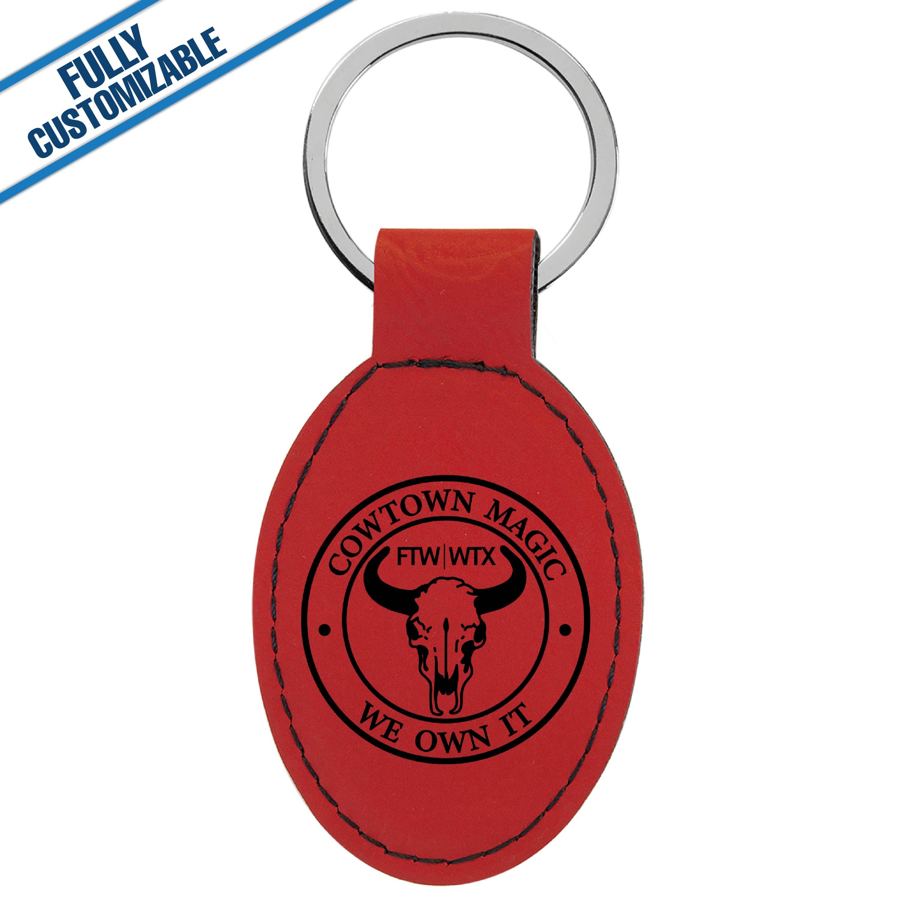 GiftWorksPlus - Wholesale Keychain - Unisex - Engraved Leatherette Oval Keychain - Fully Customizable11