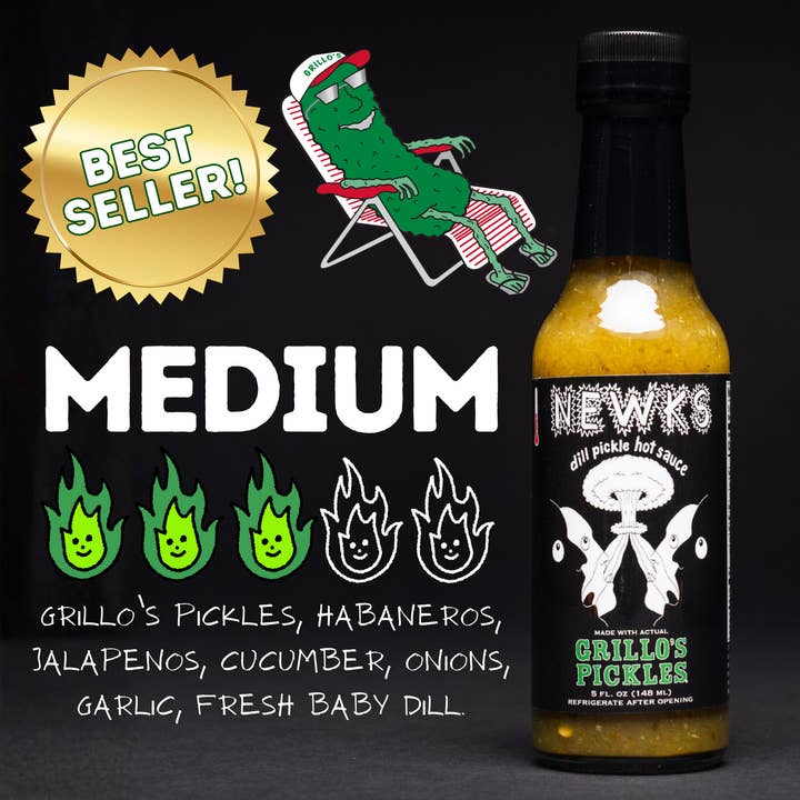 Newks x Grillos Dill Pickle Hot Sauce (Bästsäljare) för wholesale av Newks Hot Sauce
