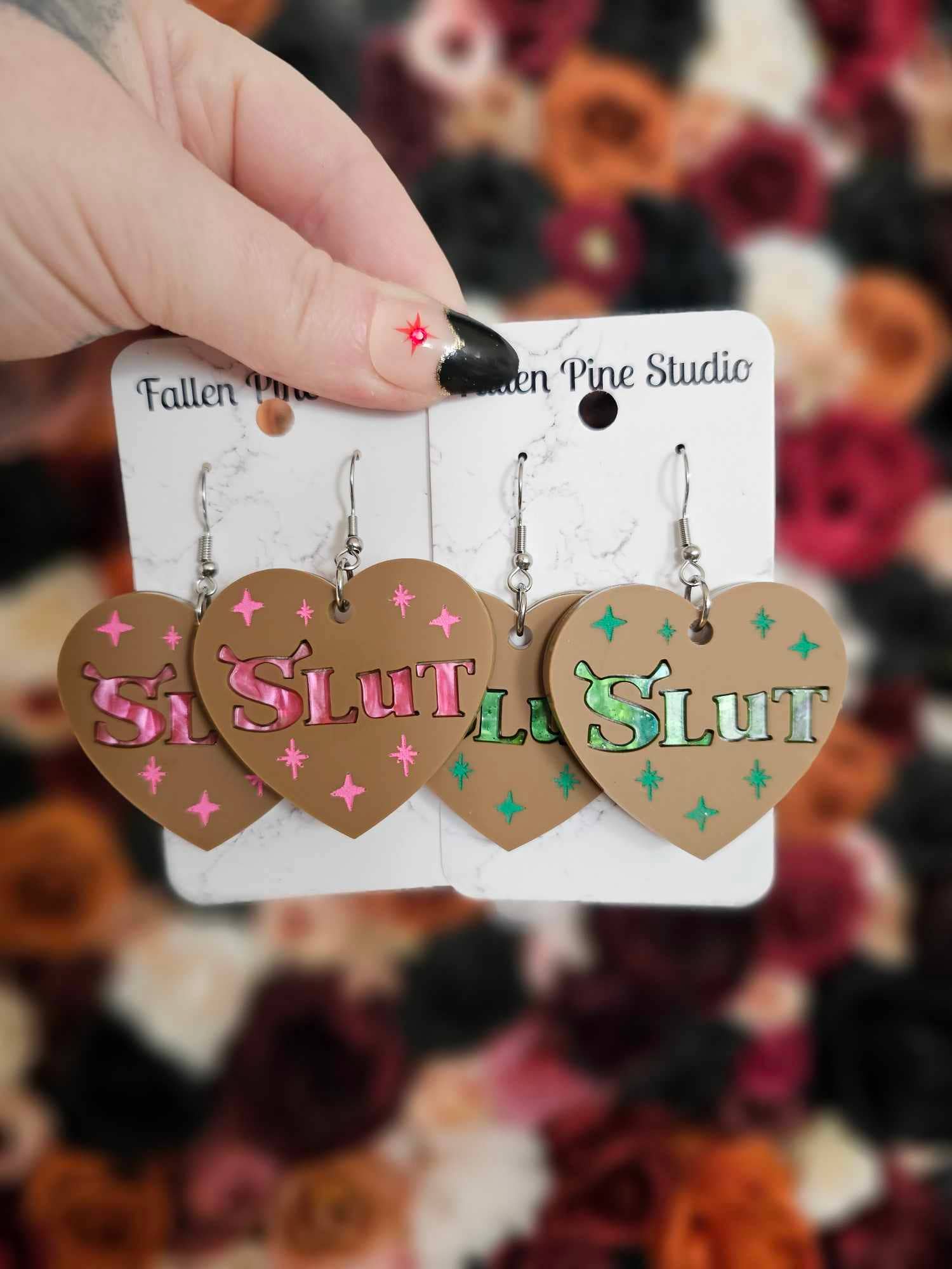 Fallen Pine Studio - Wholesale Dangle Earrings - Ogre Slut Hearts1