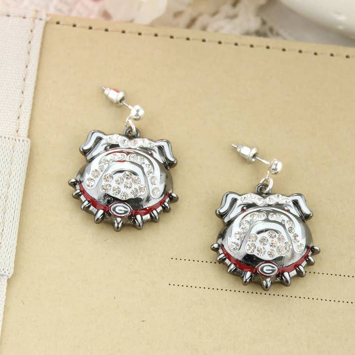 Seasons Jewelry - Wholesale Dangle Earrings - Georgia Bulldogs Crystal Logo Earrings | UGA | Go Dawgs!