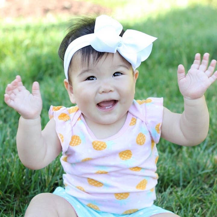 Ribbon Bow Nylon Head wrap, 5'' Bow Headband for Baby Girls. for wholesale by Bea