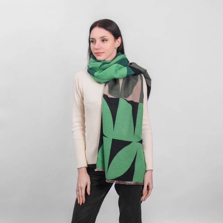 IRS-035A Kubischer Schal in Mischfarben 190 x 70 cm Grün/Schwarz für den Großhandel von Celtic Ore Crafts