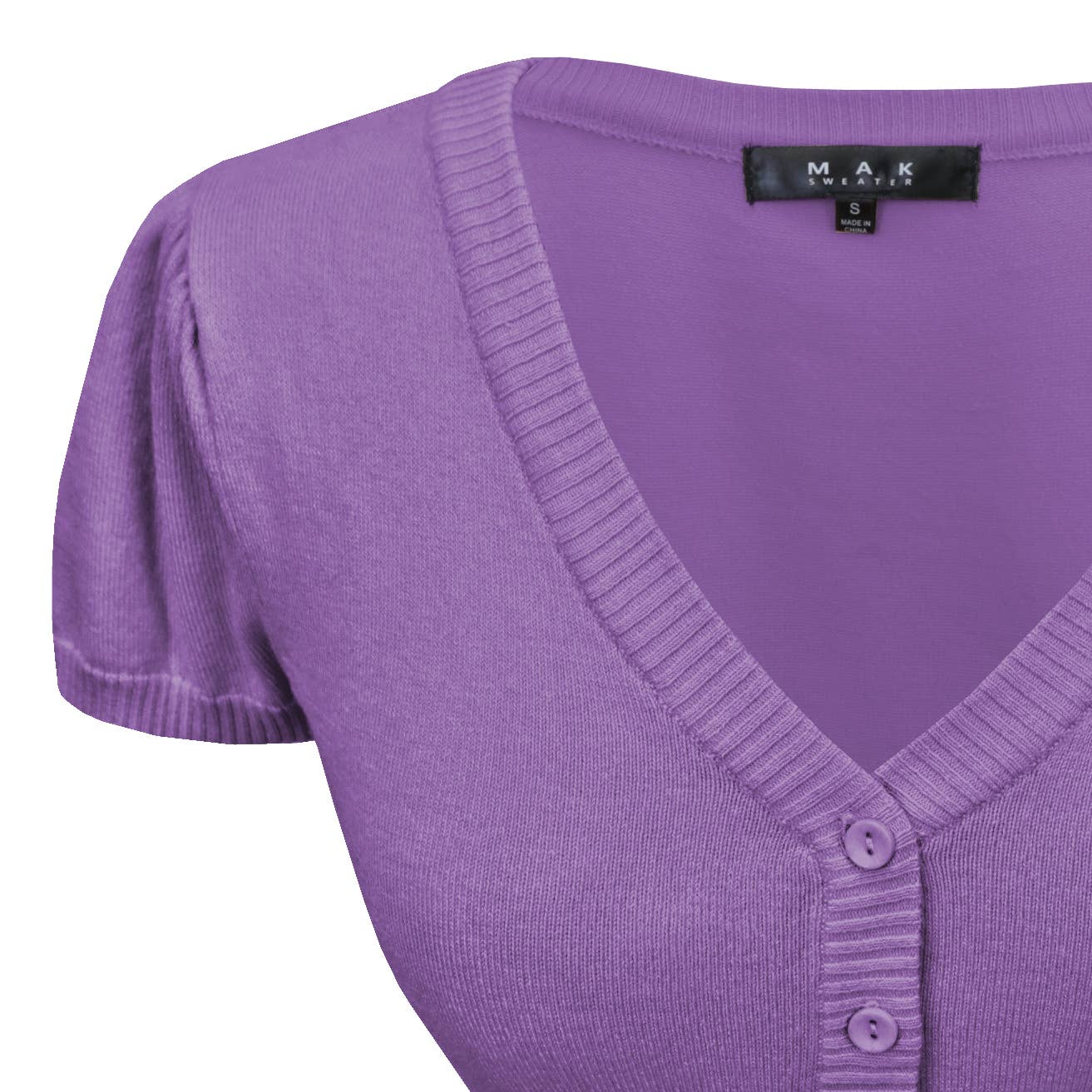 Mak - Vente Cardigan – femme - Cardigan boléro court à manches courtes bouffantes et col en V HB213766