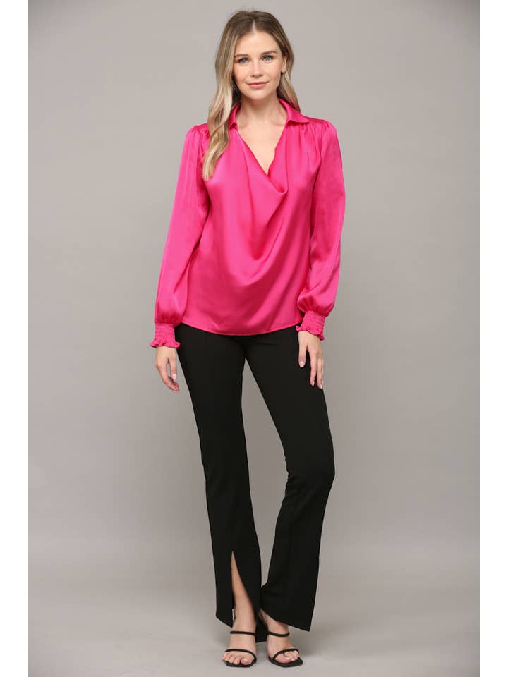 FATE - Wholesale Blouse - Women's - COWL NECK SATIN BLOUSE FT20008 - Glamorous Aesthetic