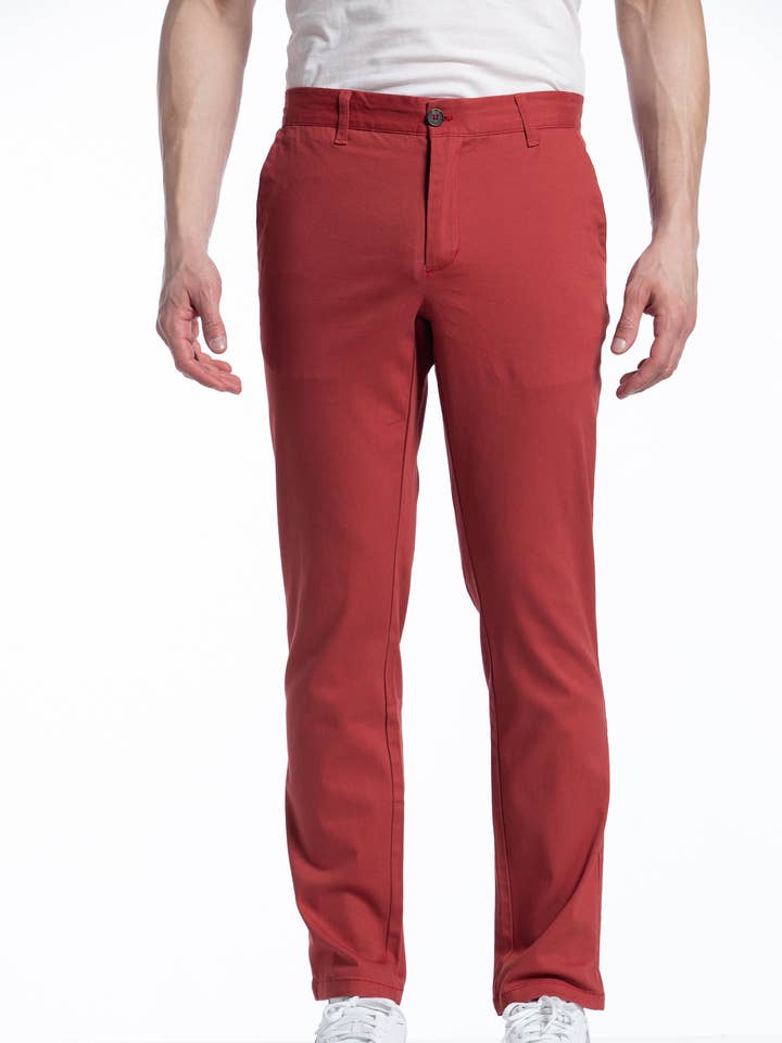 Michael Stretch Pant in Cherry for wholesale by Rue Saint-Patrick