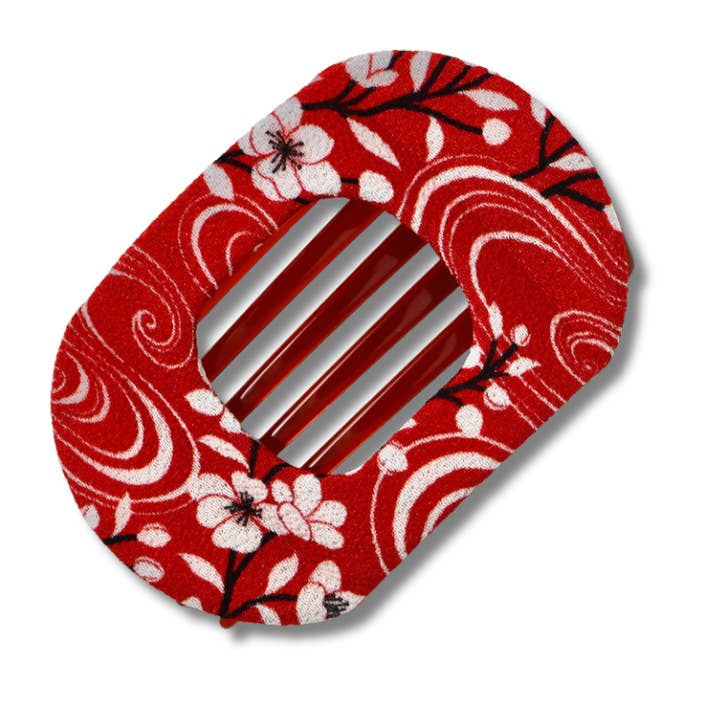 Wide Clip in 2 Tone Rouge print for wholesale by Kimono Clips