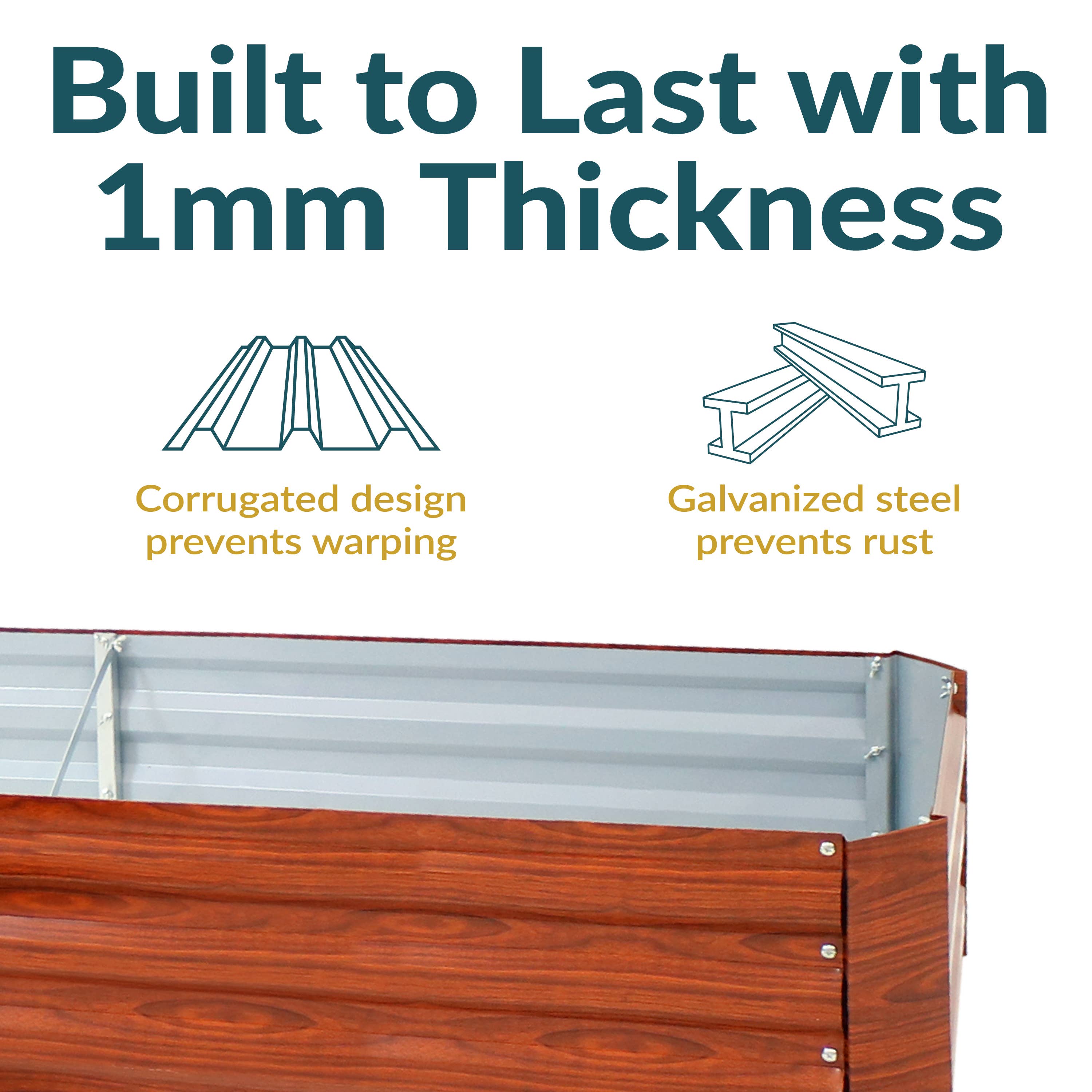 Sunnydaze Decor - Wholesale Planter Box - Steel L-Shaped Raised Garden Bed - 59.5 in - Woodgrain1