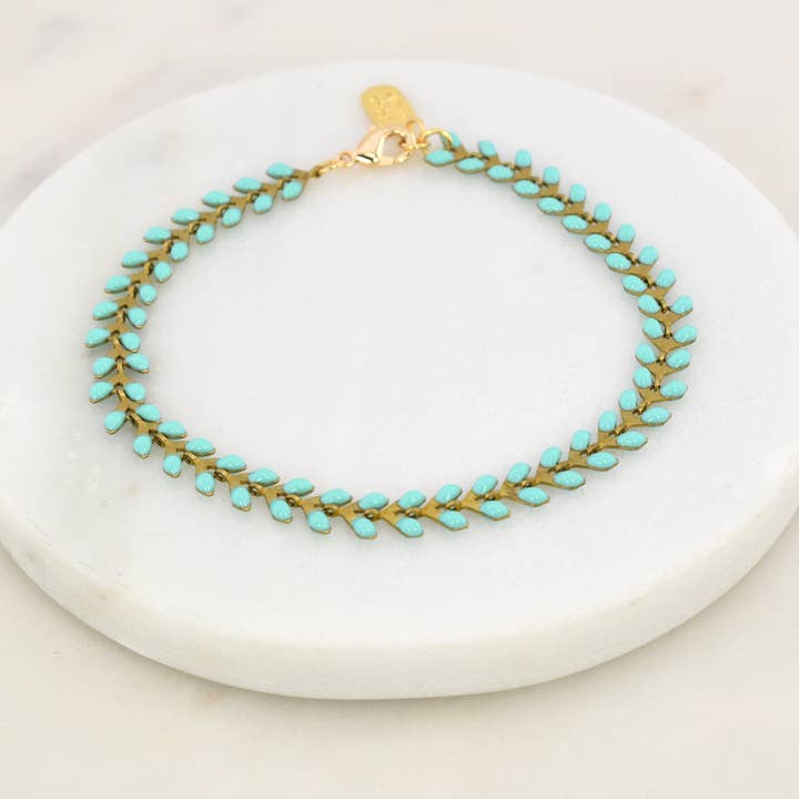 Artemis Turquoise Enamel Arrow Bracelet for wholesale by Edgy Petal Jewelry