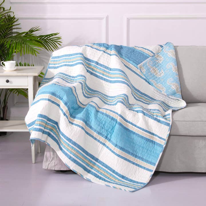 Blue Maui Quilted Throw for wholesale by Levtex Home