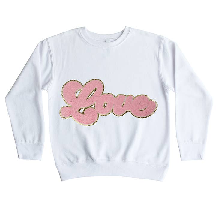 Pink Chenille Love Sweatshirt for wholesale by Sparkle Sisters by Couture Clips