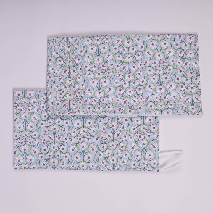 Nargis Floral - Hand Block-Printed Cotton Pillow Sham - Set of 2 for wholesale by Thar Living