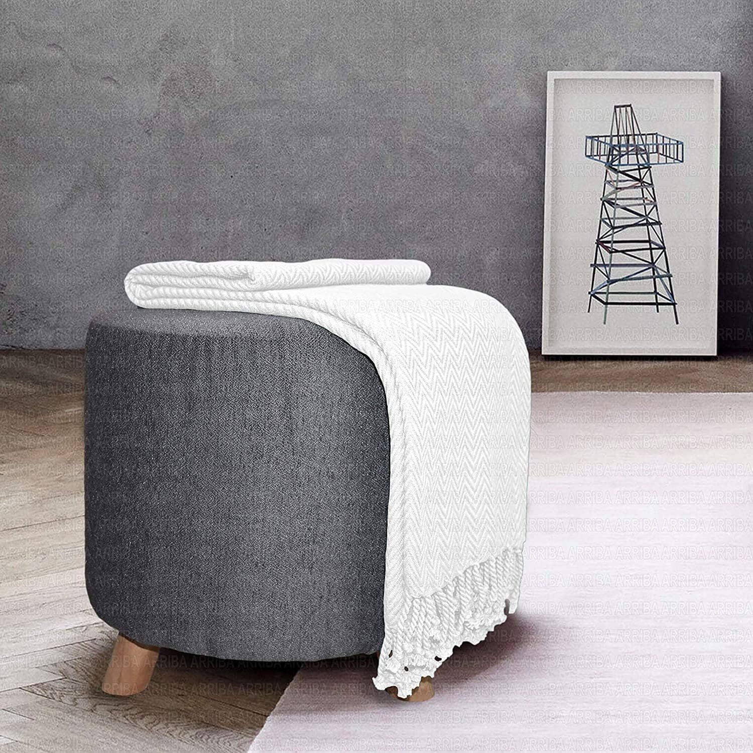 COZY HOMES COLLECTION – Großhandel Überwurfdecke – Bettdecken aus ringgesponnener Baumwolle mit Quasten, 50 x 60 Zoll, elfenbeinfarben