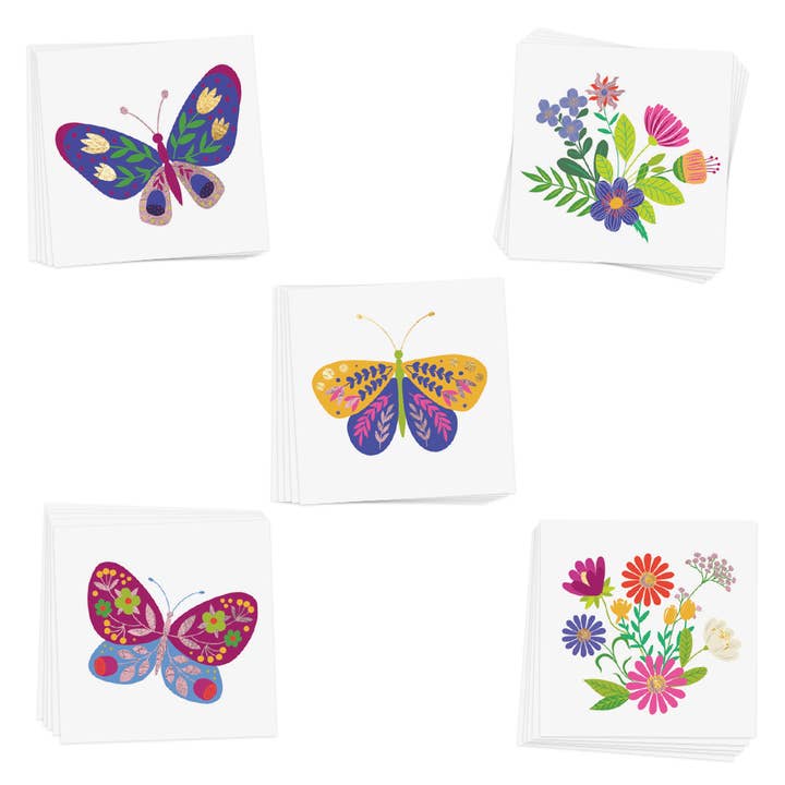 BUTTERFLIES & BLOSSOMS VARIETY SET | Kids Temporary Tattoos for wholesale by Flash Tattoos