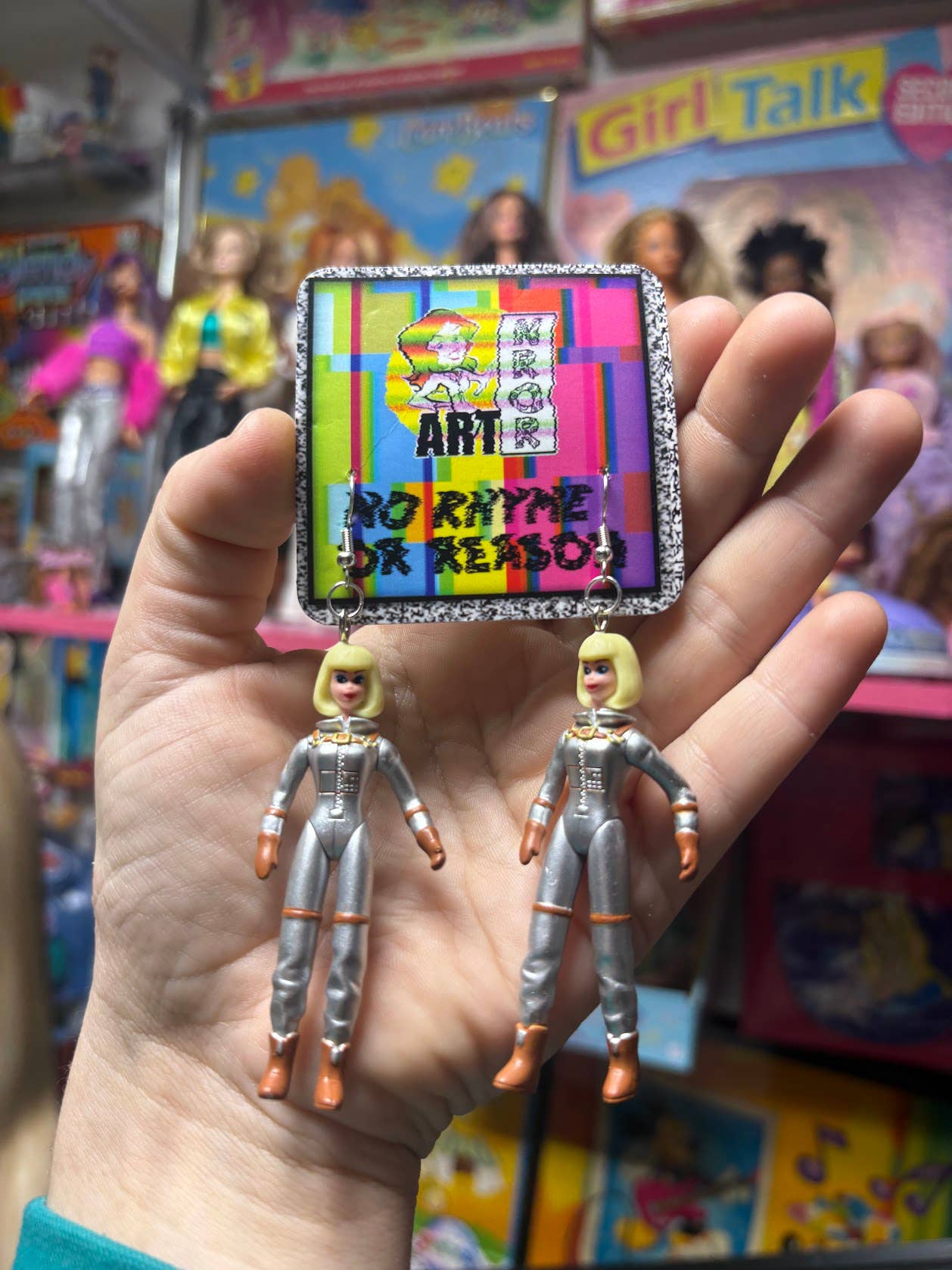 NO RHYME OR REASON ART - Wholesale Dangle Earrings - Astronaut Barbie Earrings - Poseable Doll, Retro1