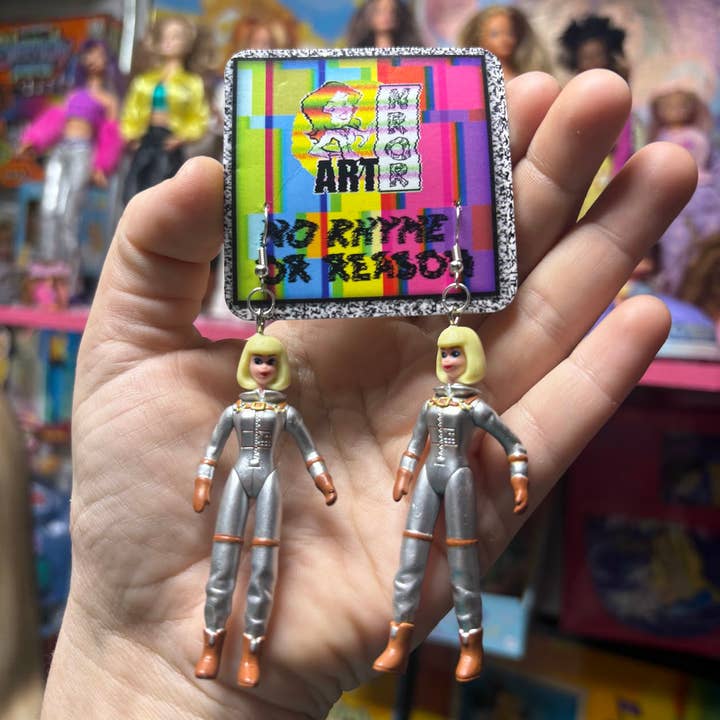 NO RHYME OR REASON ART - Wholesale Dangle Earrings - Astronaut Barbie Earrings - Poseable Doll, Retro1