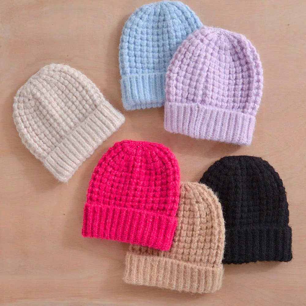 CAM WOOL BLEND WAFFLE KNIT BEANIE, SH 712 for wholesale on Faire0